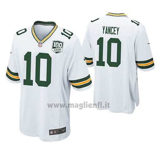 Maglia NFL Game Green Bay Packers Deangelo Yancey Bianco 100th Anniversary